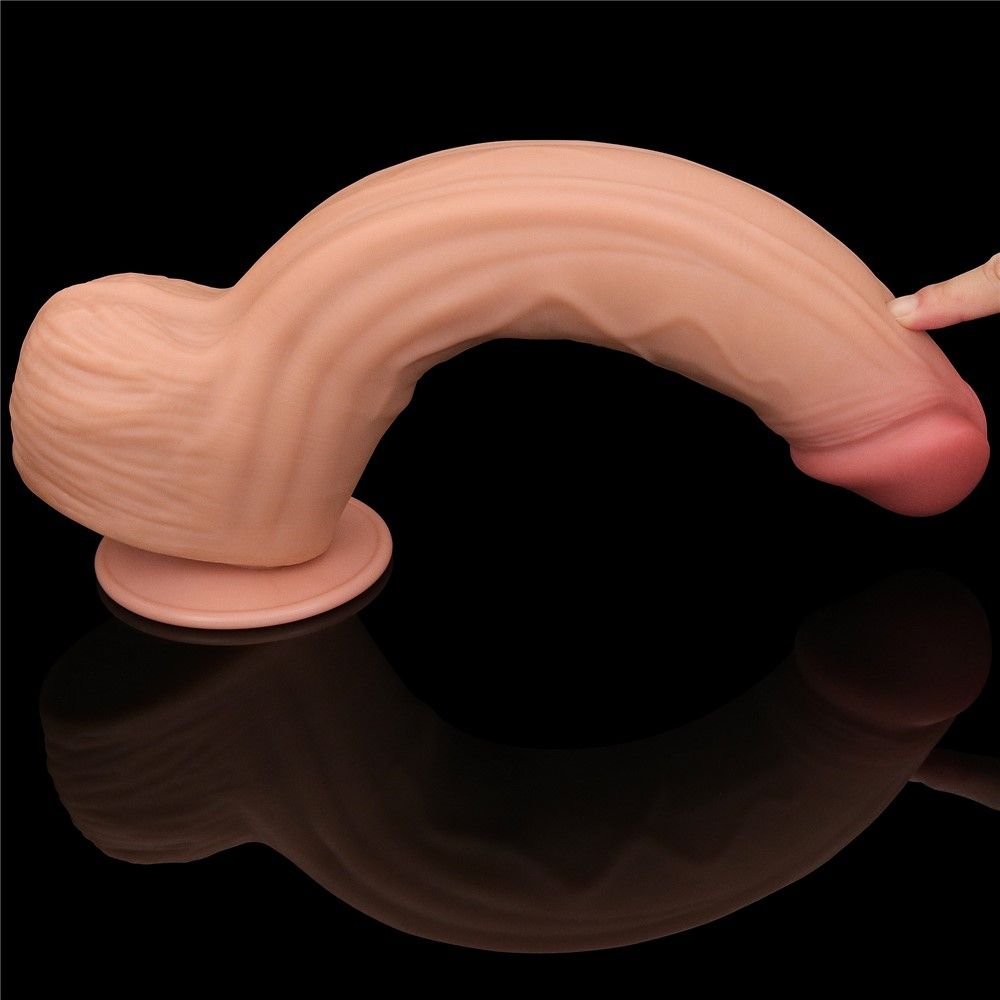 Фалоімітатор LoveToy Sliding-Skin Dual Layer Dong King Sized, 31 см (тілесний)