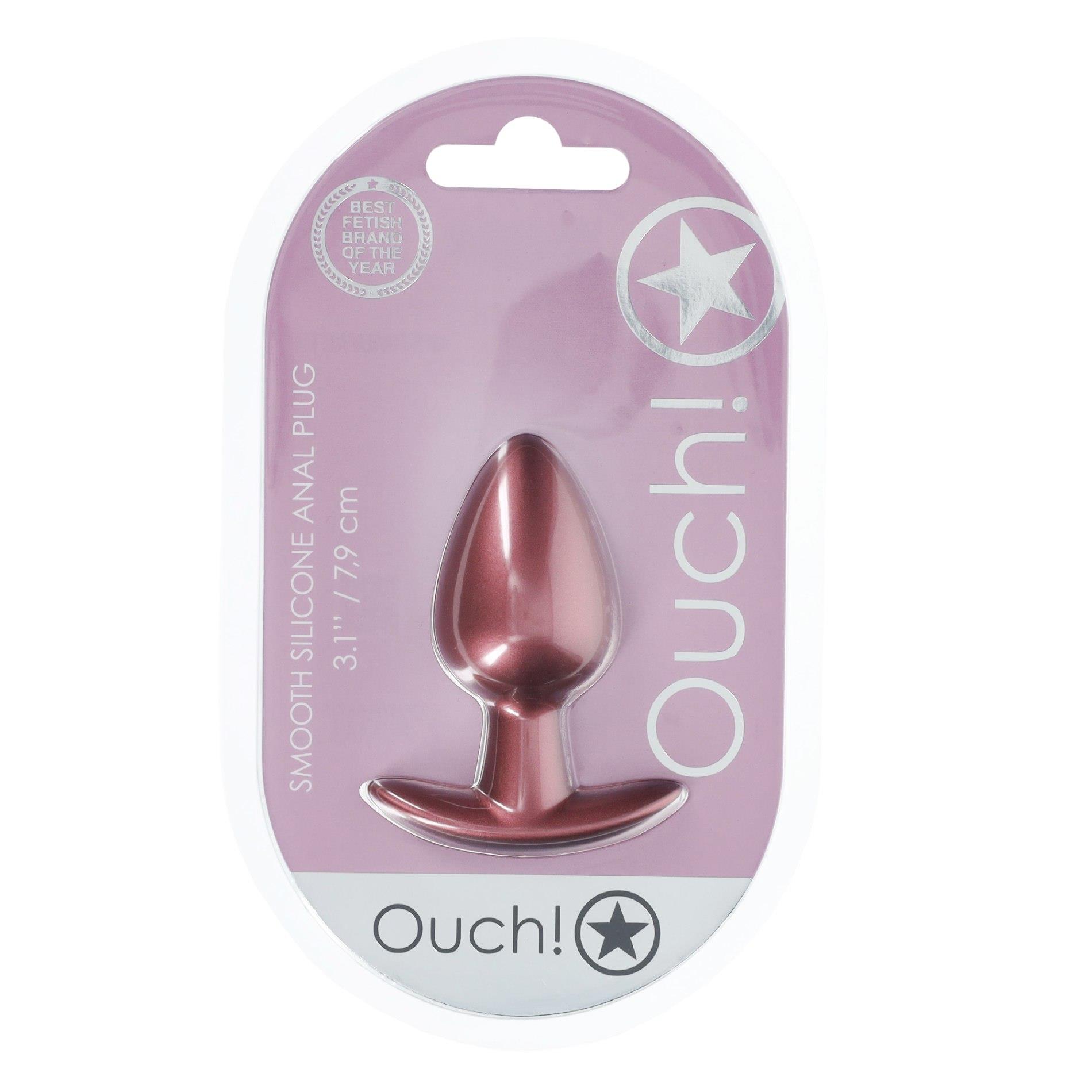 Korek analny Ouch! Smooth Anal Plug Metallic M, 7.9 cm (różowe złoto)
