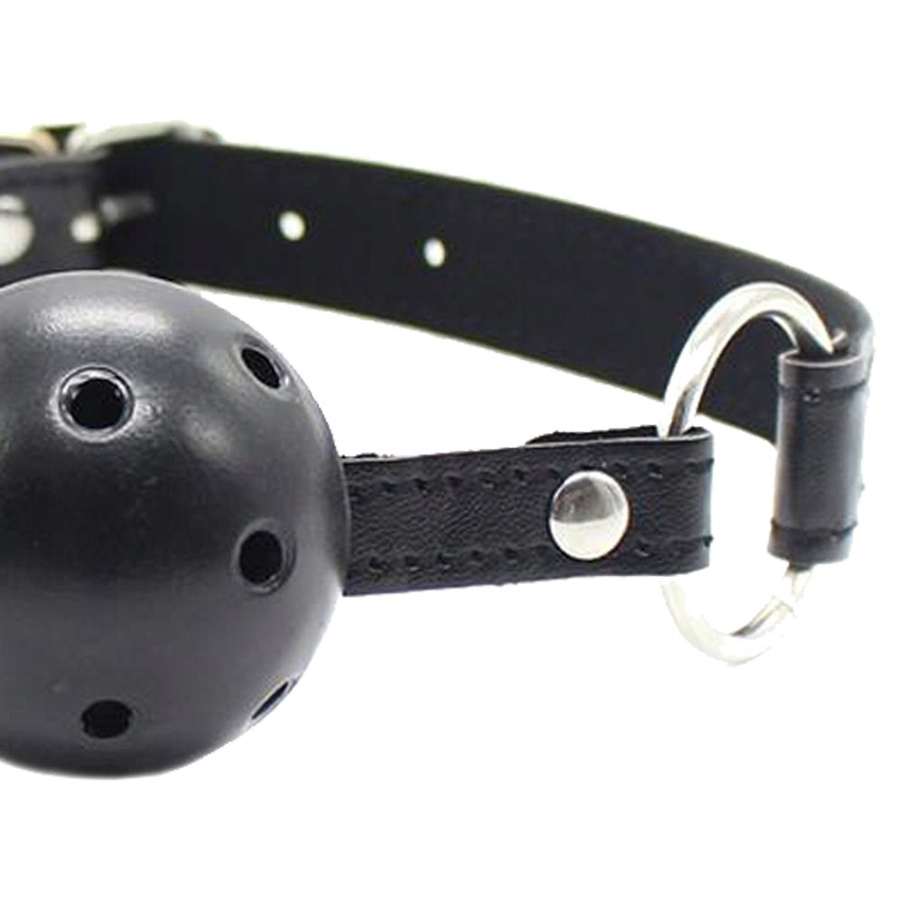 FETISH ADDICT Breathable Ball Gag - Knebel z kulką, Czarny, 63 cm