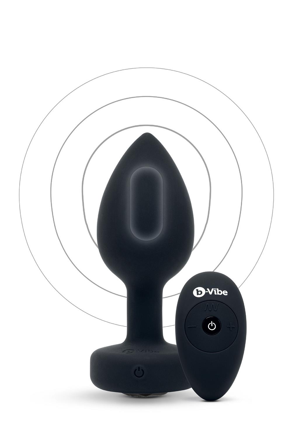 Korek analny B-Vibe Vibrating Jewel Plug M/L, 10.5 cm (czarny)