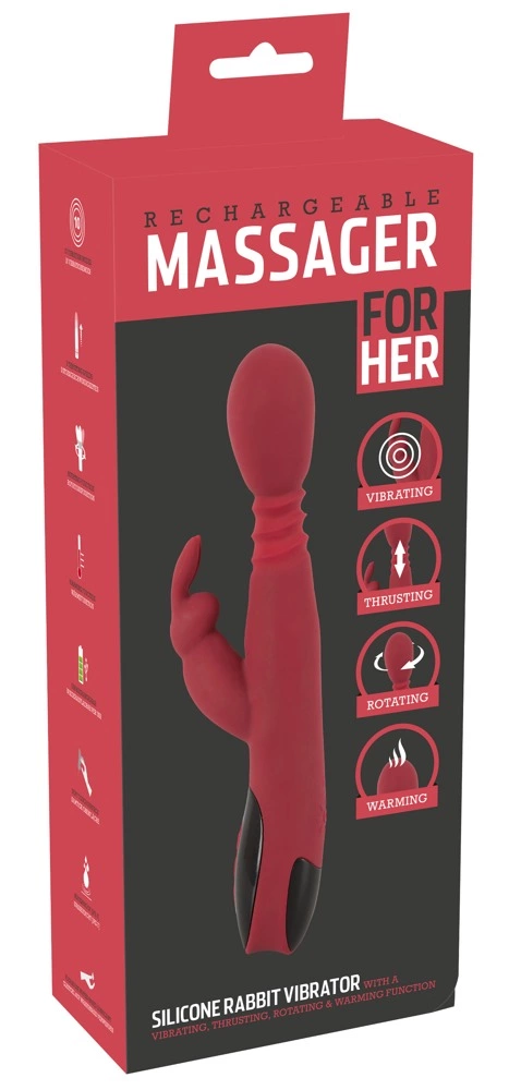 Вибратор-кролик Rechargeable Massager For Her Rabbit Vibrator, 26.5 см (красный)