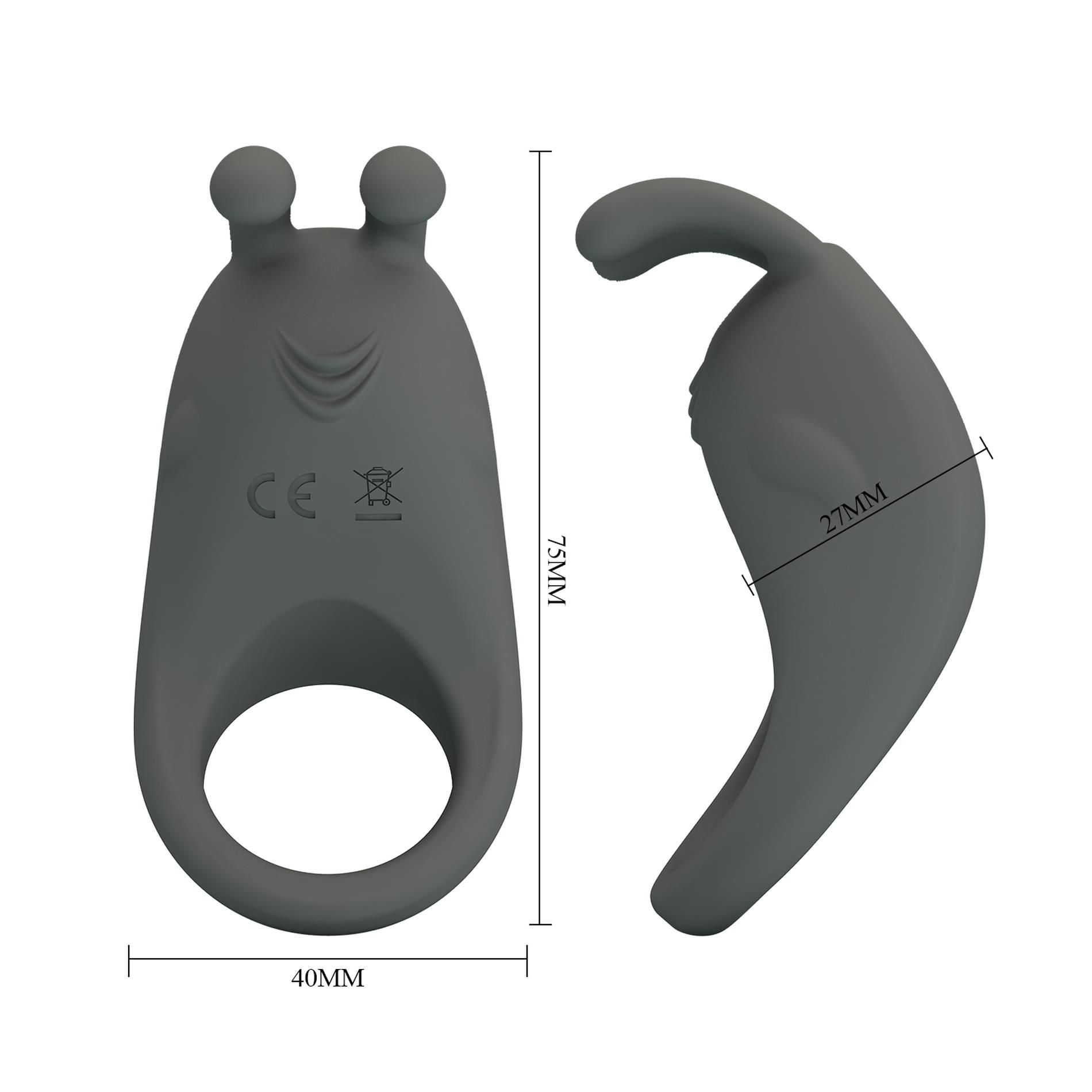 Виброкольцо Pretty Love Master Ring, 7,5 см (серый)