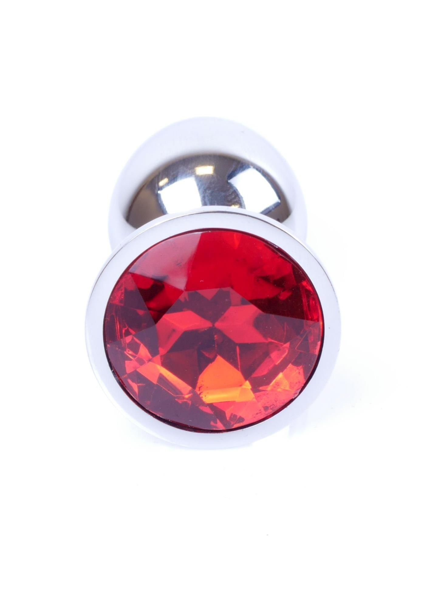 Металева анальна пробка з кристалом Boss Jewellery, 7 см (червоний)