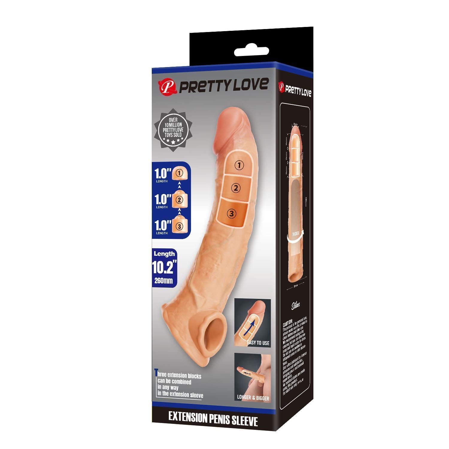 Насадка на пенис Pretty Love Extension Penis Sleeve, 26 см (телесный)