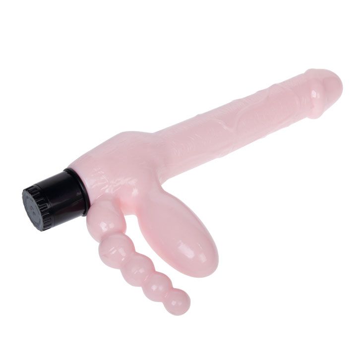 Женский страпон LyBaile Super Straples Dildo With Anal Plug, 24,8 см (телесный)