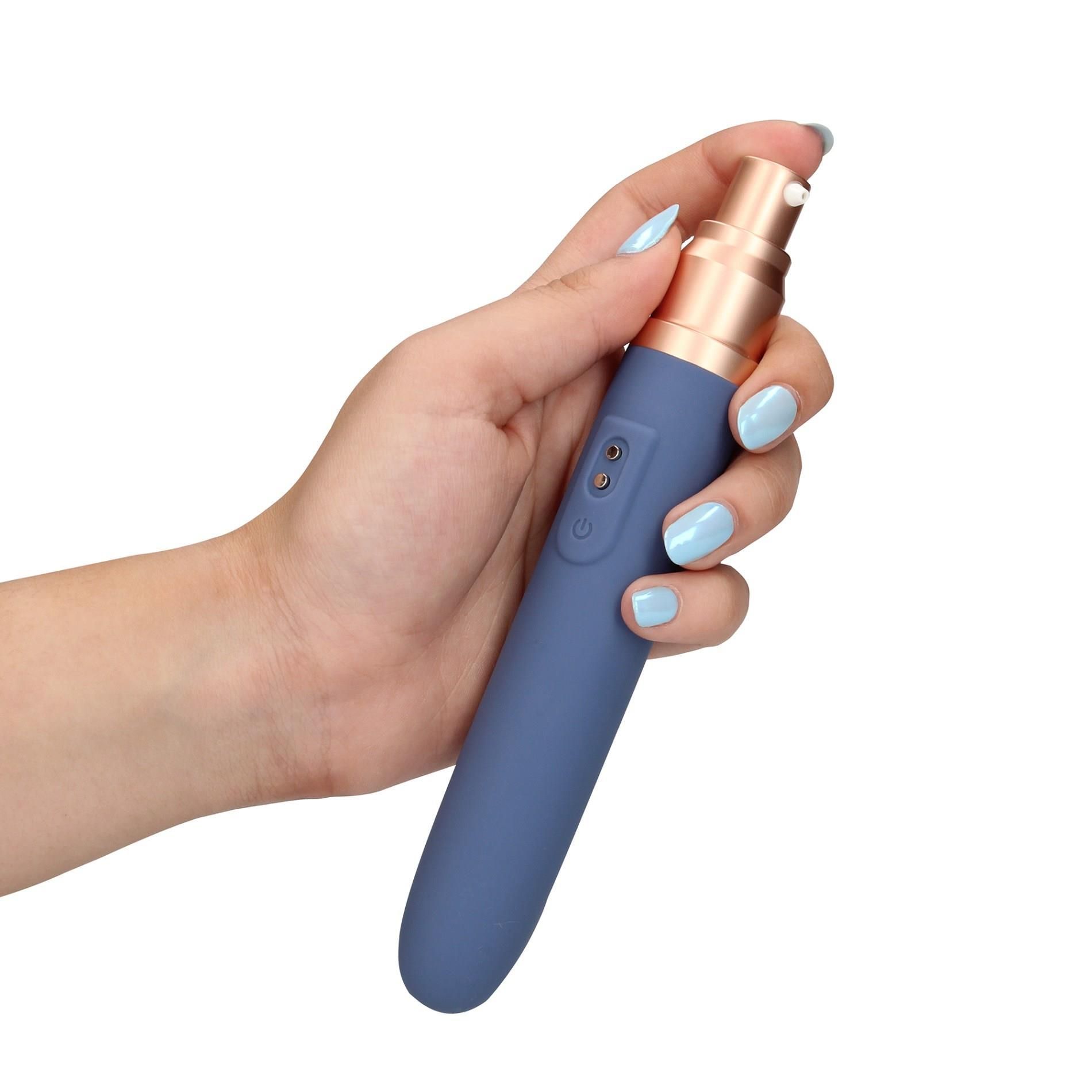 Вибратор Loveline Travel Compartment and Pump, 18.5 см (синий)