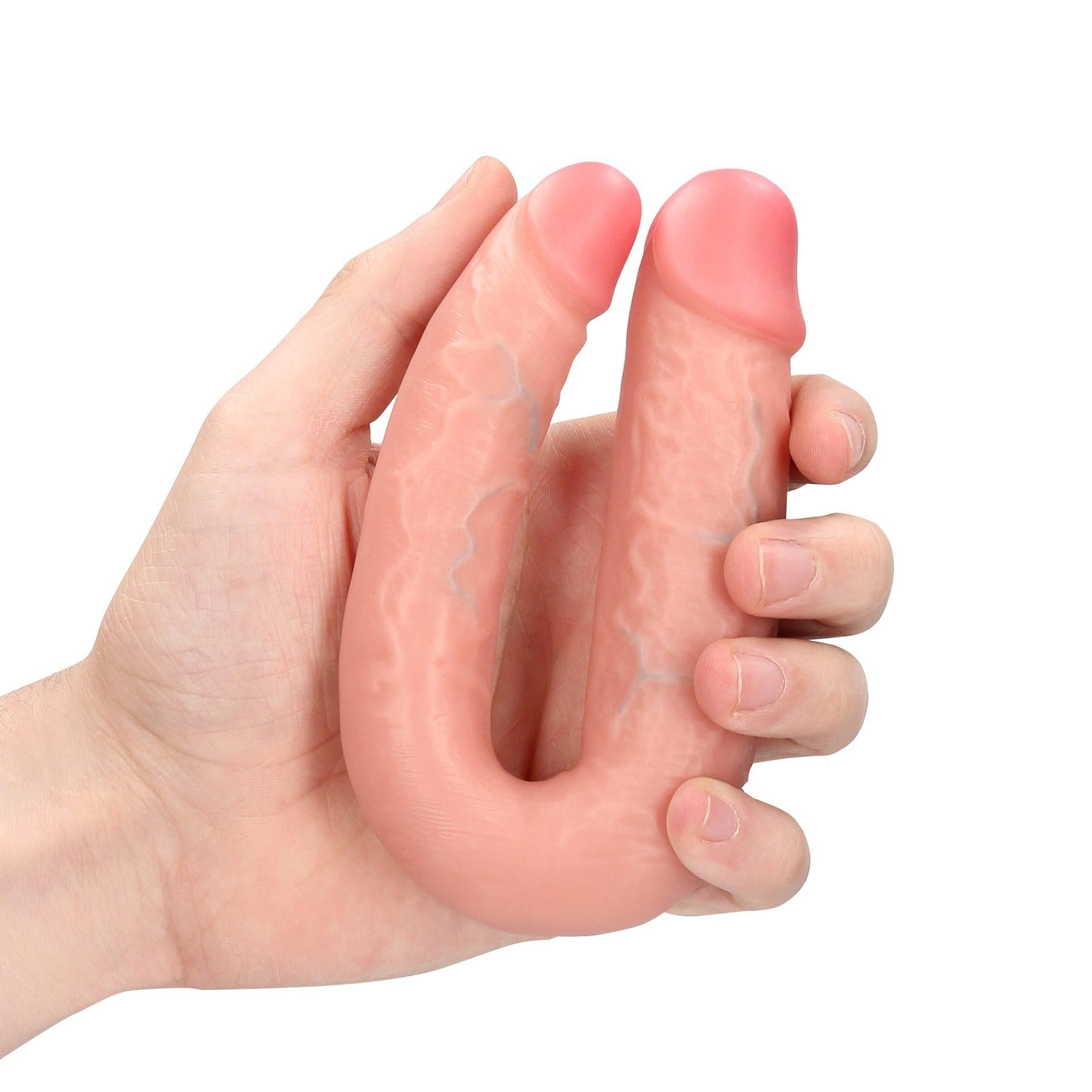 Двухсторонний фаллоимитатор RealRock Double Dildo 5”, 12.7 см (телесный)
