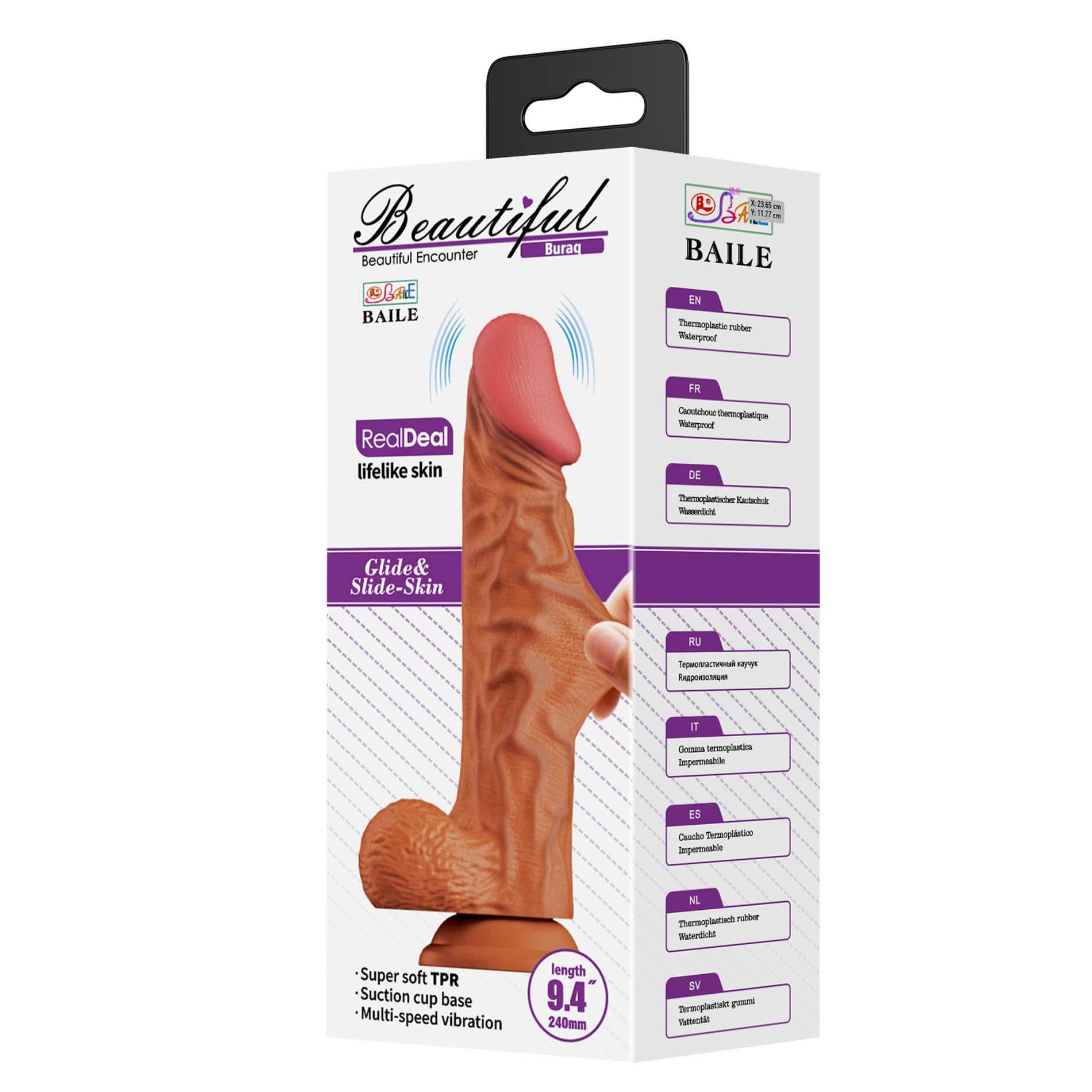 Вибратор Baile Beautiful Encounter RealDeal 9.4", 24 см (коричневый)