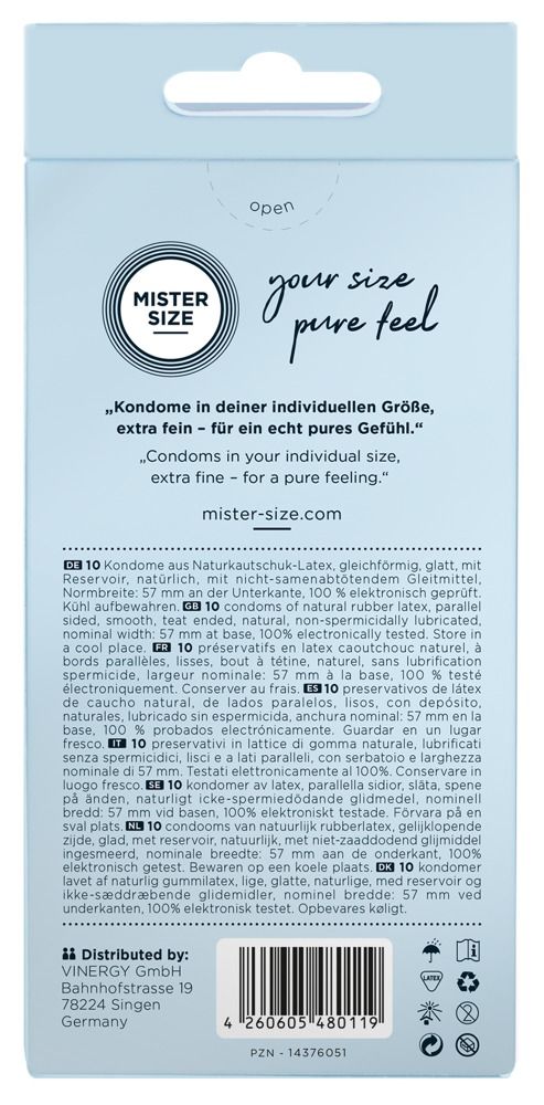 Презервативы Mister Size 57, 10 шт (прозрачный)
