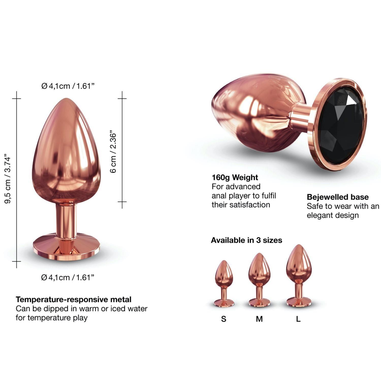 Анальна пробка з кристалом Dorcel Diamond Plug L, 9,5 см (бронзовий)