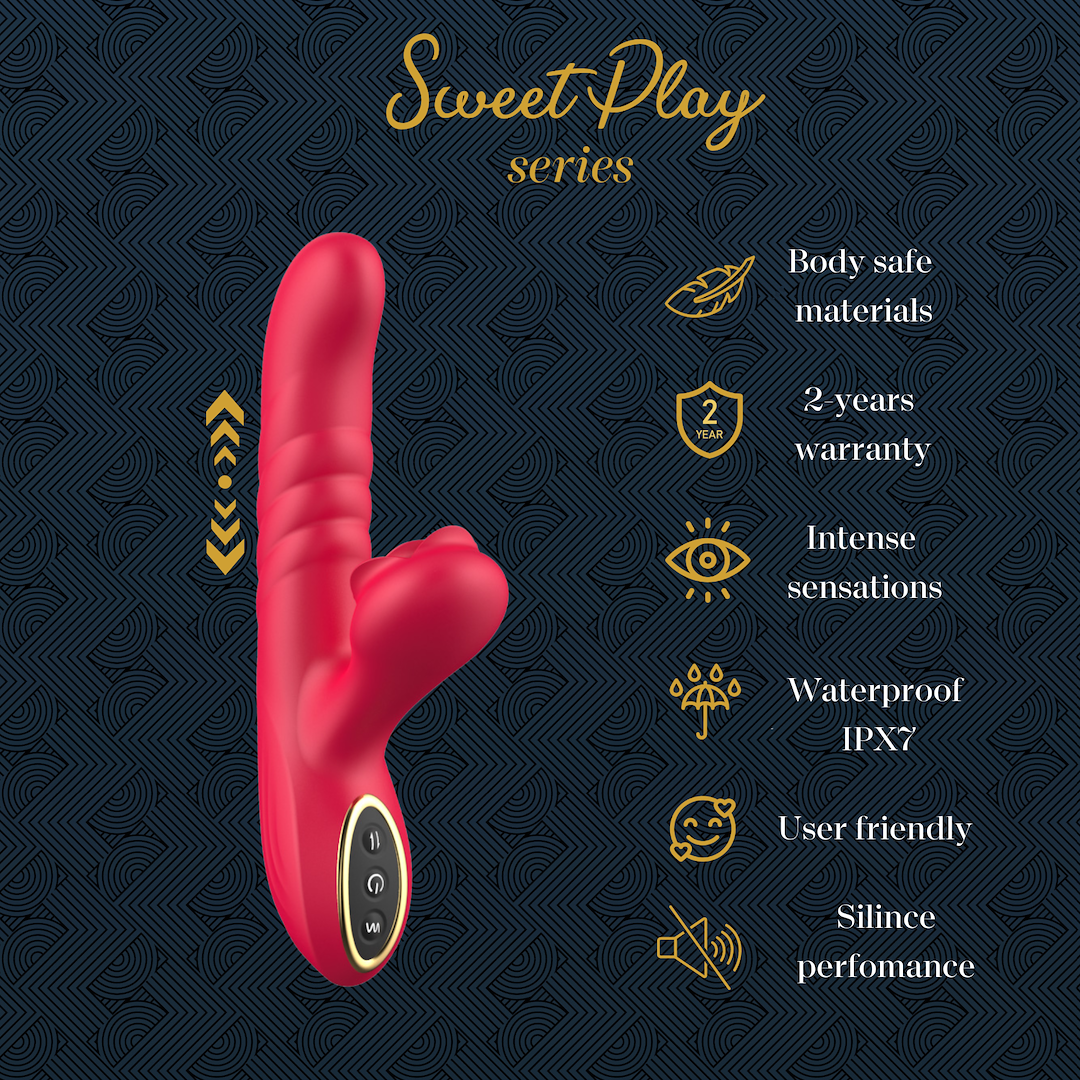 Вибратор-кролик Erospace Sweet Play A2, 23 см (красный)
