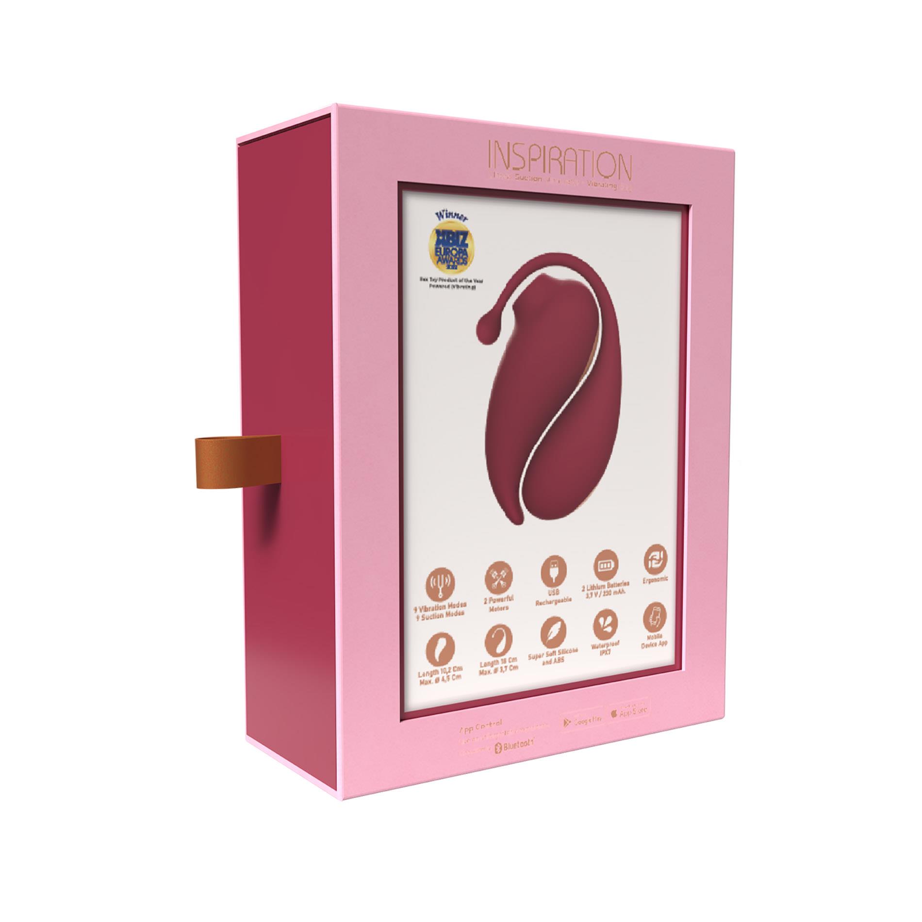 Adrien Lastic Inspiration Stimulator + Vibrating Egg - Wibrujące jajko, Bordоwy, 18 cm