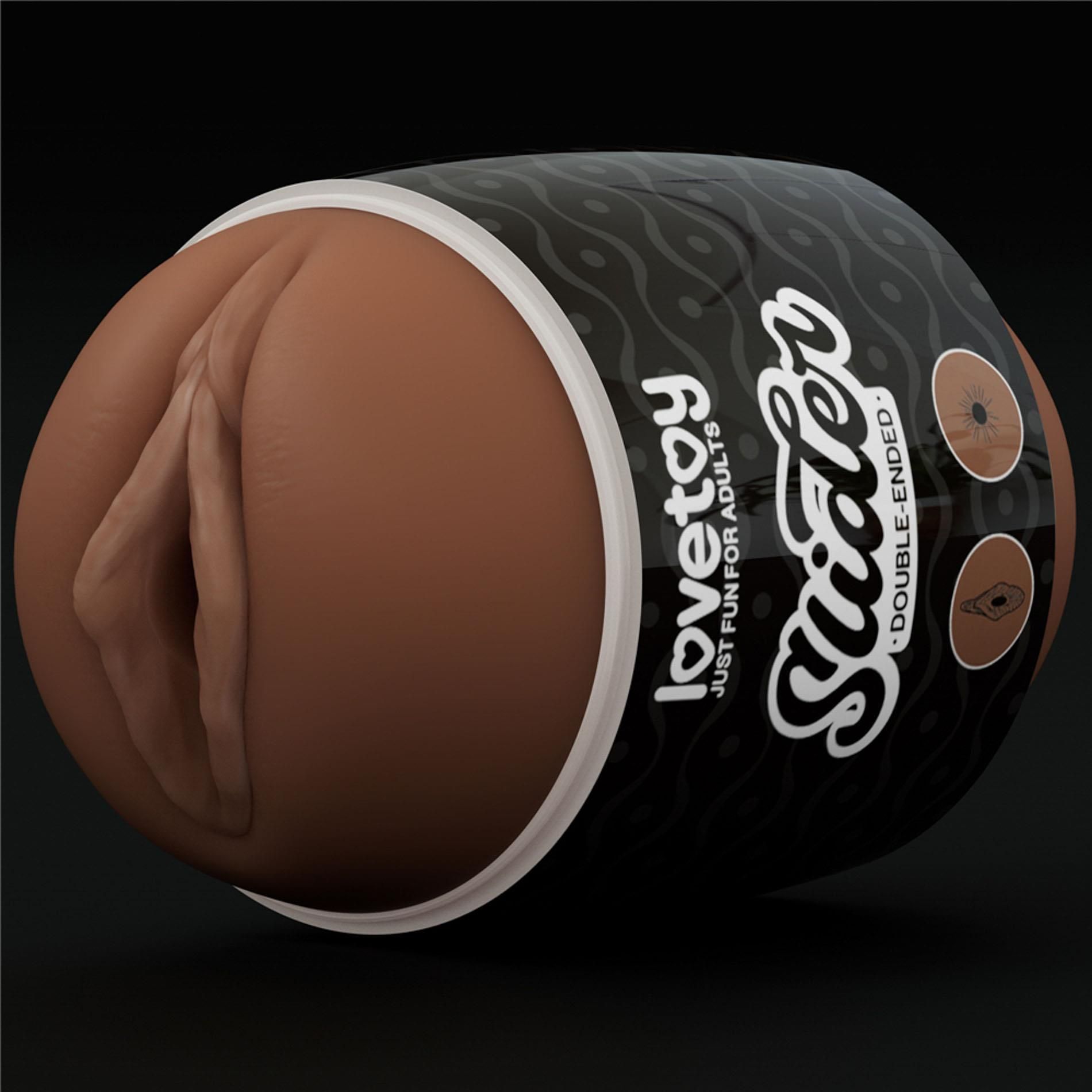 Masturbator podwójny Lovetoy Slider Double-Ended Vagina and Anus (brązowy)