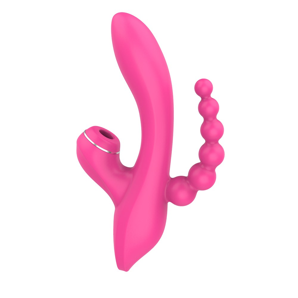 Вибратор Sweet Play Sucking Vibrator With Anal Beads A3, 20.8 см (розовый)