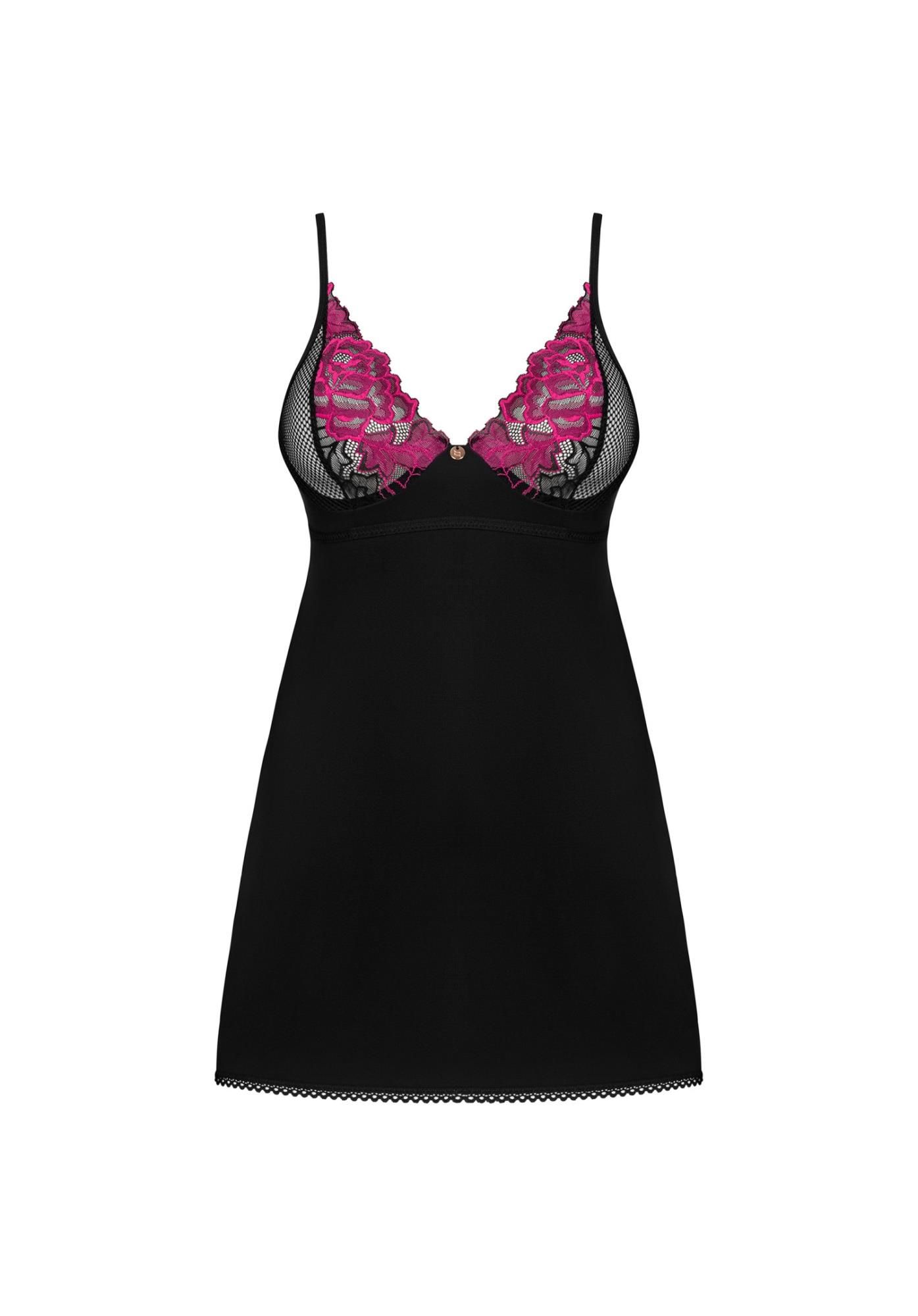 Сорочка Obsessive Rosenty, XS/S (черный)