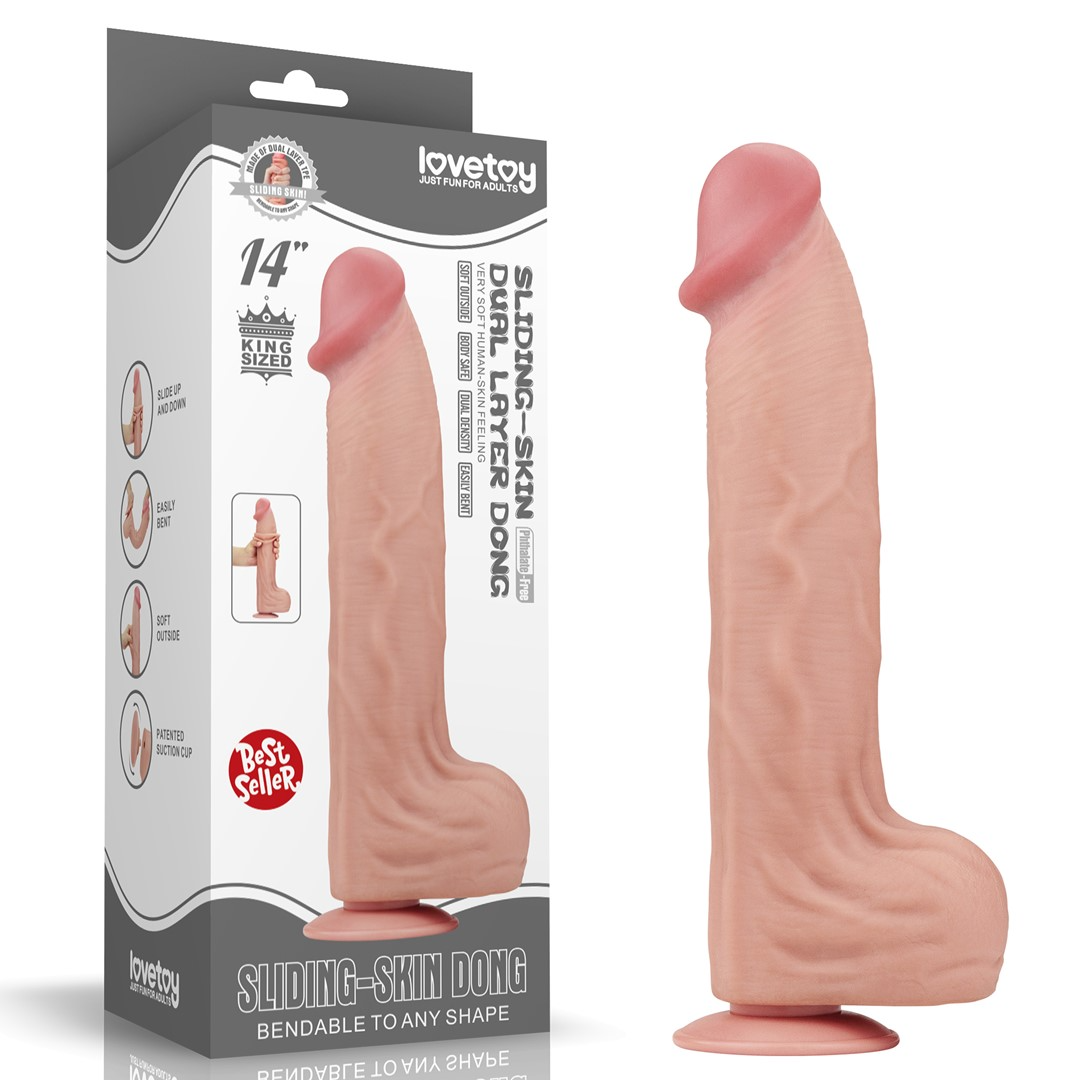 Фаллоимитатор LoveToy Sliding-Skin Dual Layer Dong King Sized, 36 см (телесный)