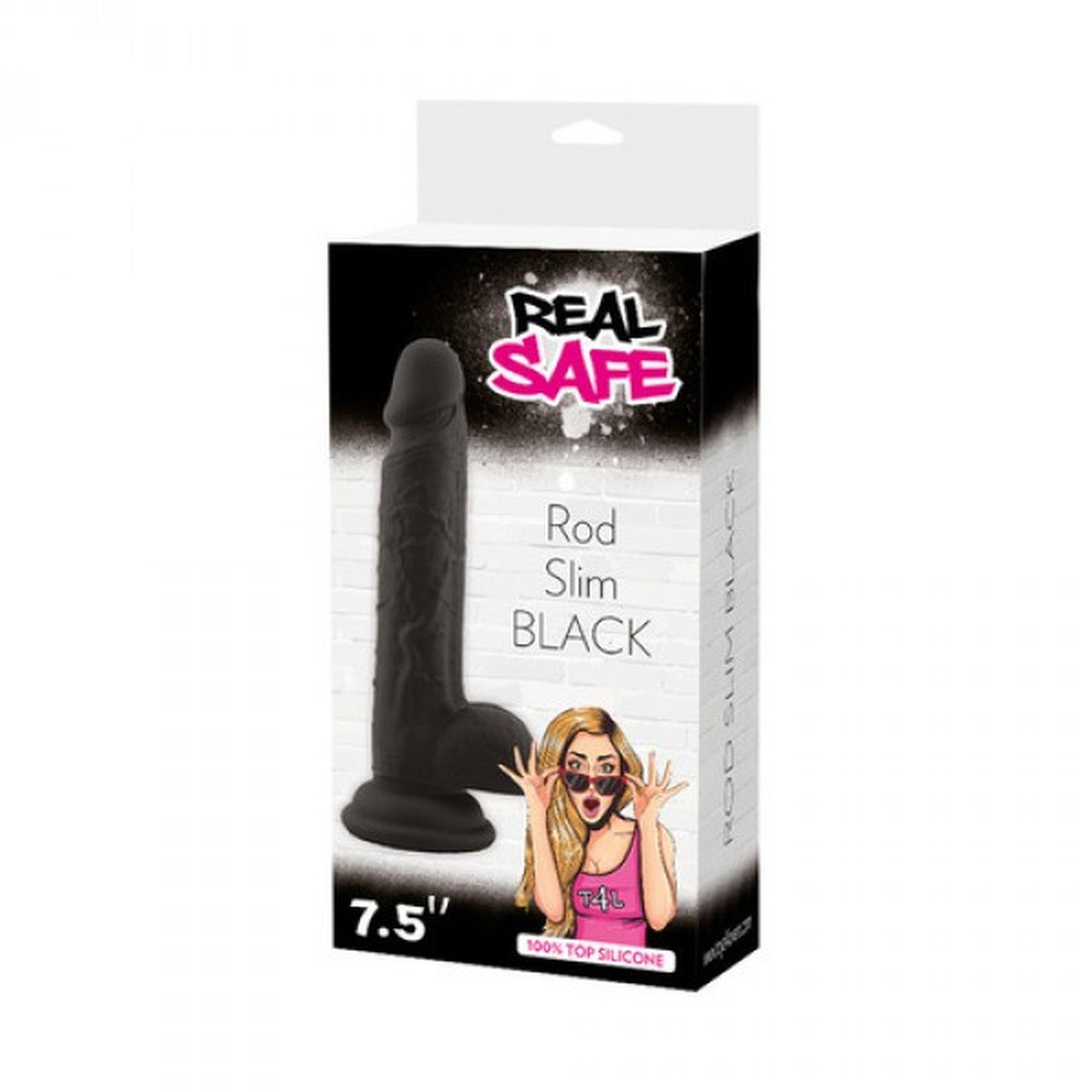 Фаллоимитатор Real Safe Rod Slim, 19 см (черный)