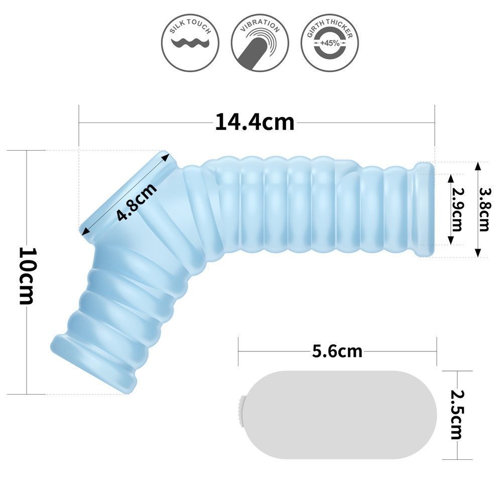 Насадка на пенис с вибрацией LoveToy Knights Ring Vibrating Wave With Scrotum Sleeve, 14,4 см (голубой)