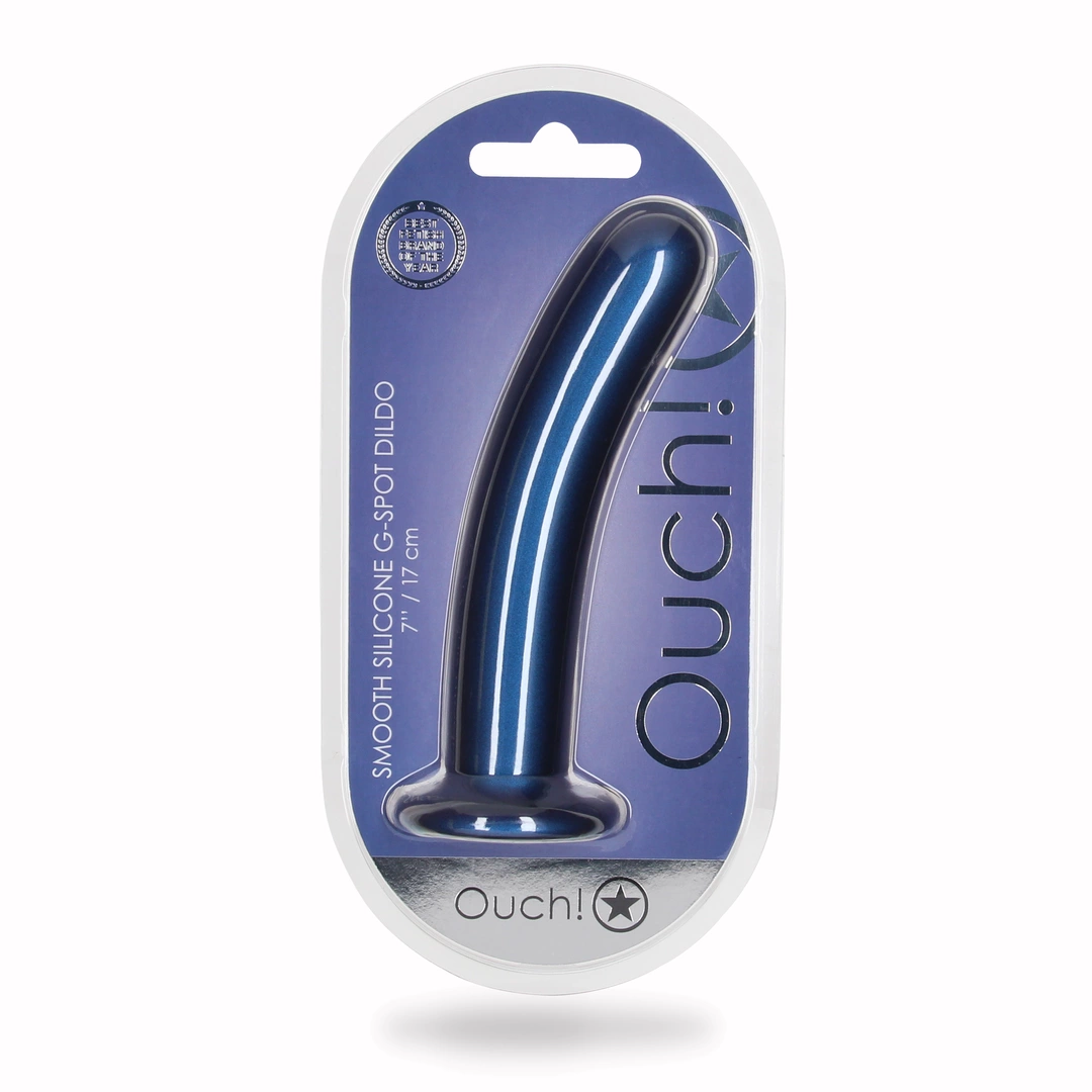 Фаллоимитатор Ouch! Smooth G-Spot Dildo 7'', 17.7 см (синий)