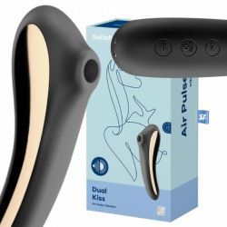 Вакуумный стимулятор клитора с вибрацией Satisfyer Dual Kiss (черный)