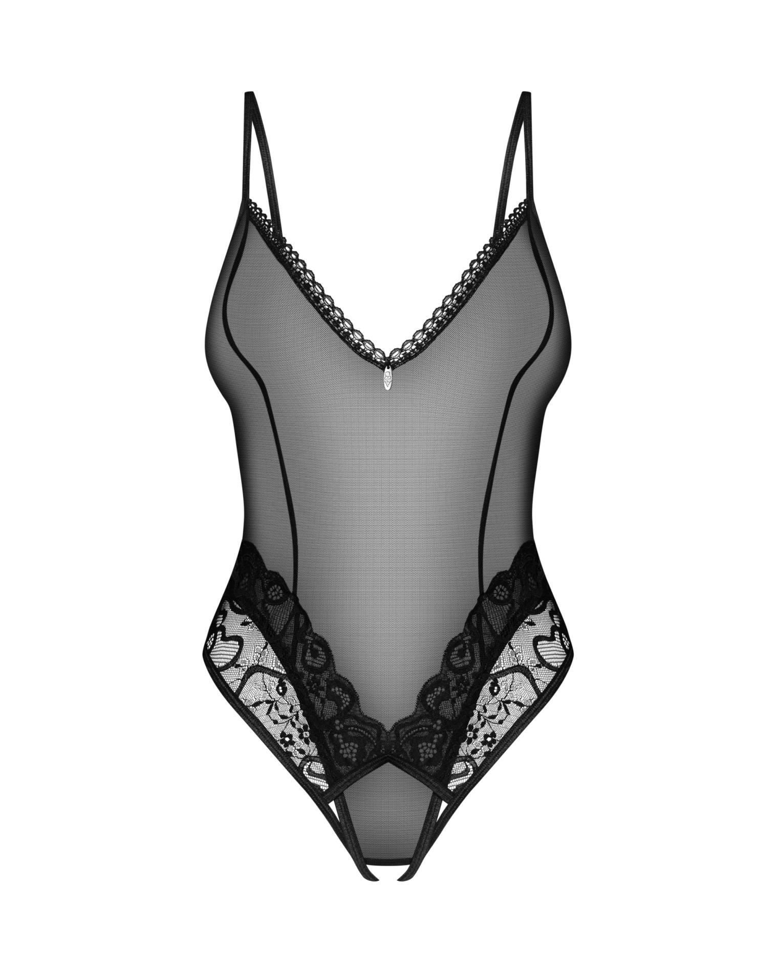 Боди Obsessive Blomentis, XS/S (черный)