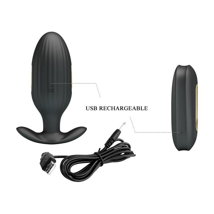 Анальна пробка Pretty Love Electric Shock Massager, 9,2 см (чорний)