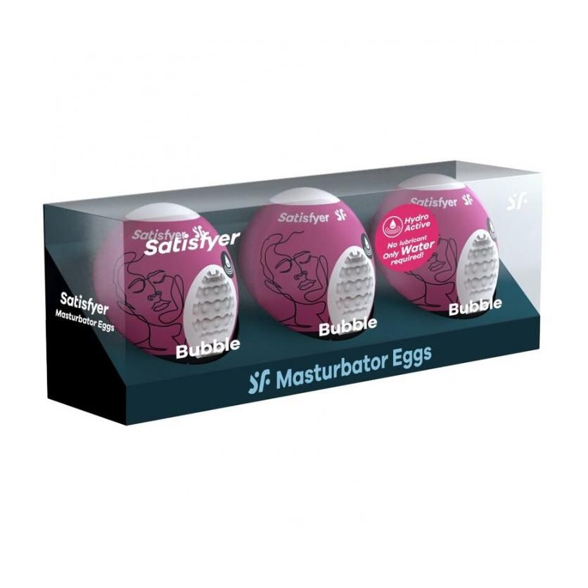 Набор мастурбаторов Satisfyer Masturbator Egg 3er Set Bubble, 3 шт (белый)