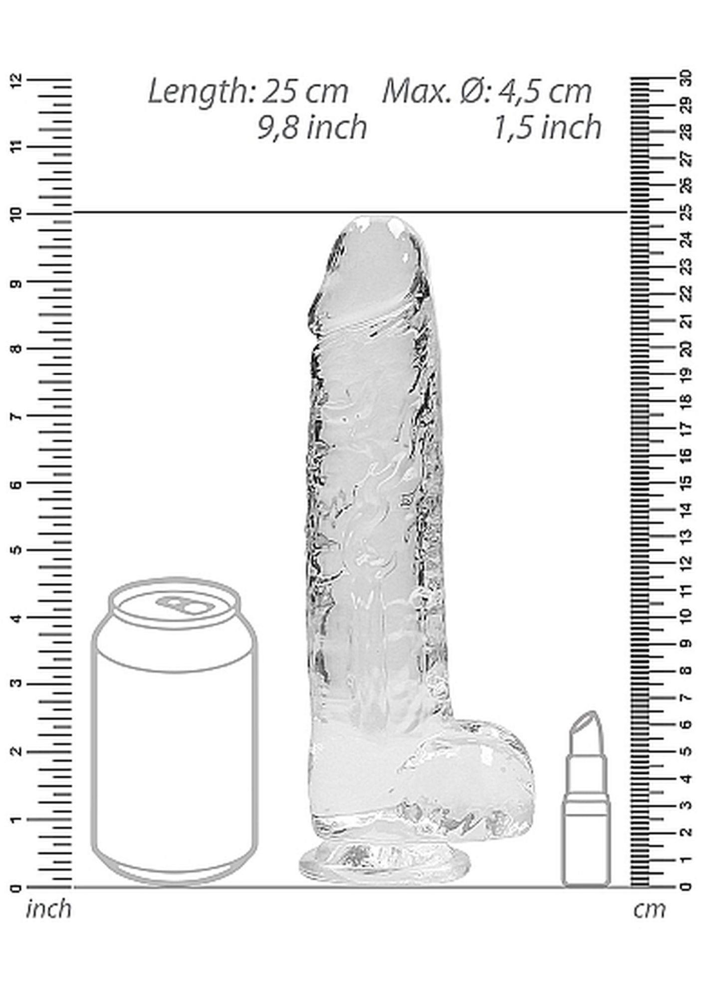 Фаллоимитатор Realrock Crystal Clear 9", 22 см (прозрачный)