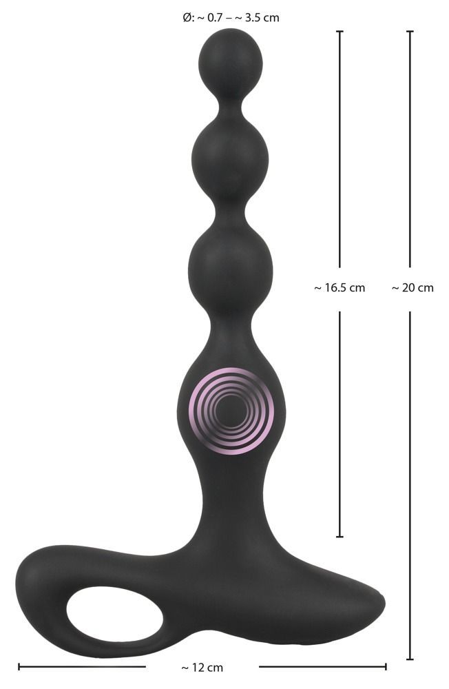 Анальные бусы с вибрацие, Black Velvets, 20 см (черный)