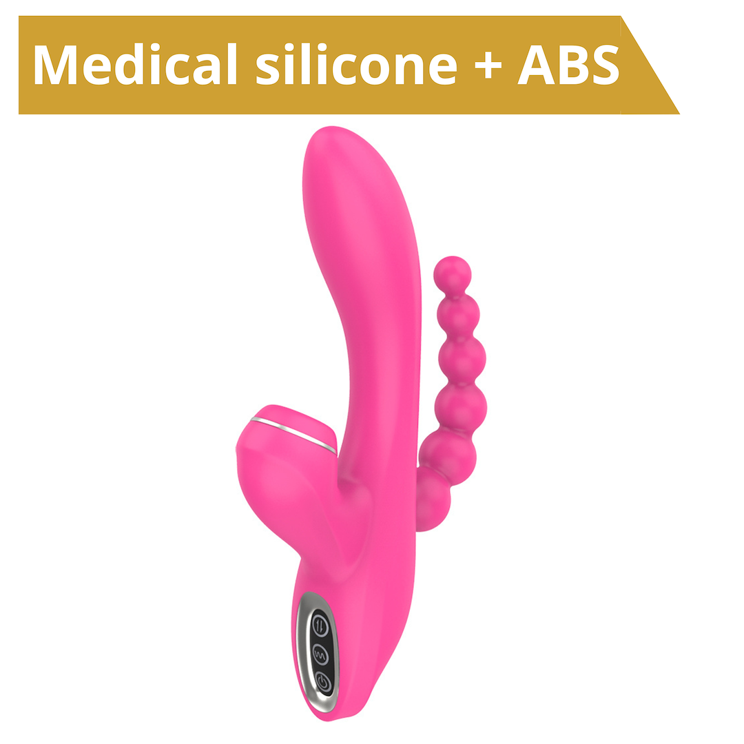 Вибратор Sweet Play Sucking Vibrator With Anal Beads A3, 20.8 см (розовый)