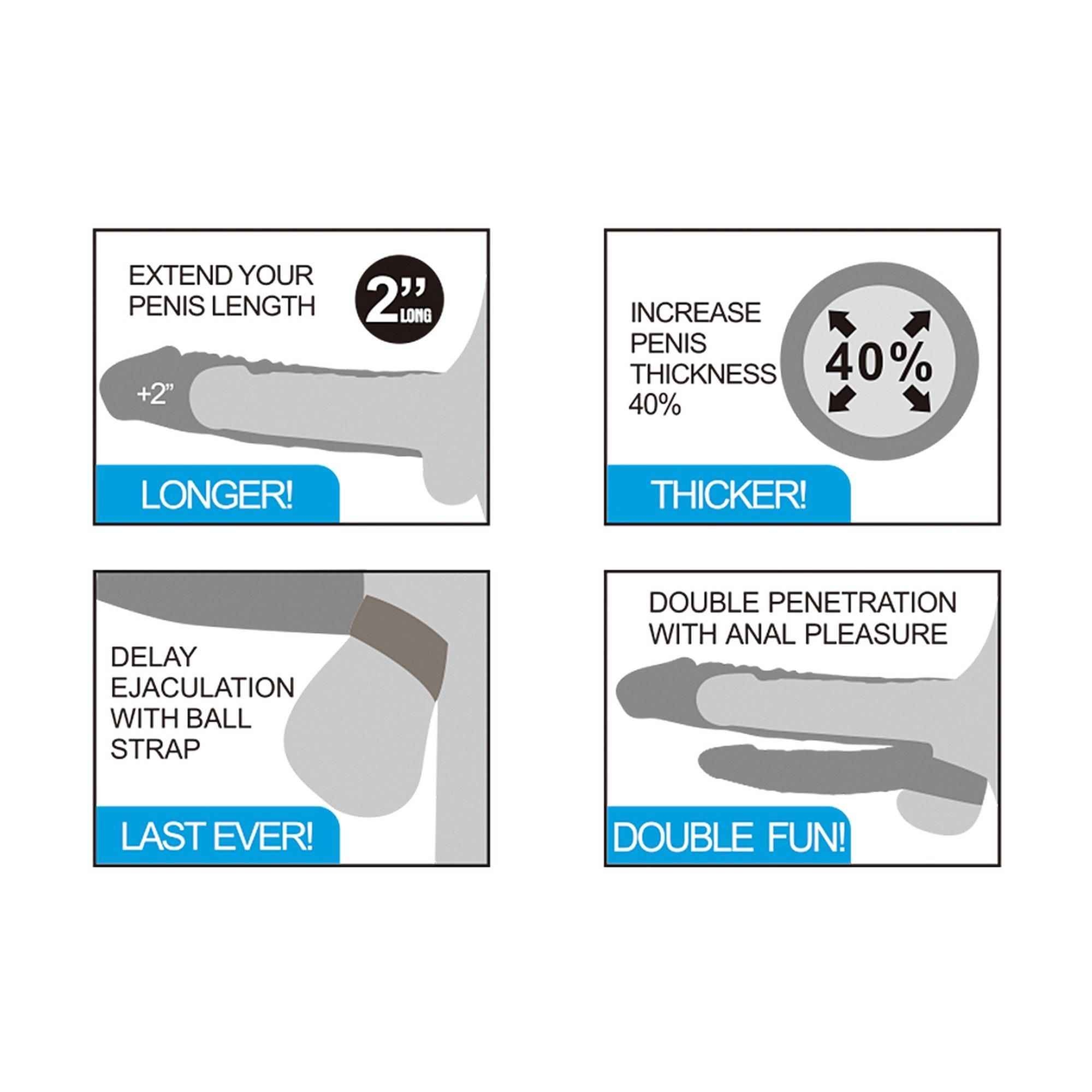 Насадка на пенис Pleasure X-Tender Double Flesh Add 2, 20 см (телесный)