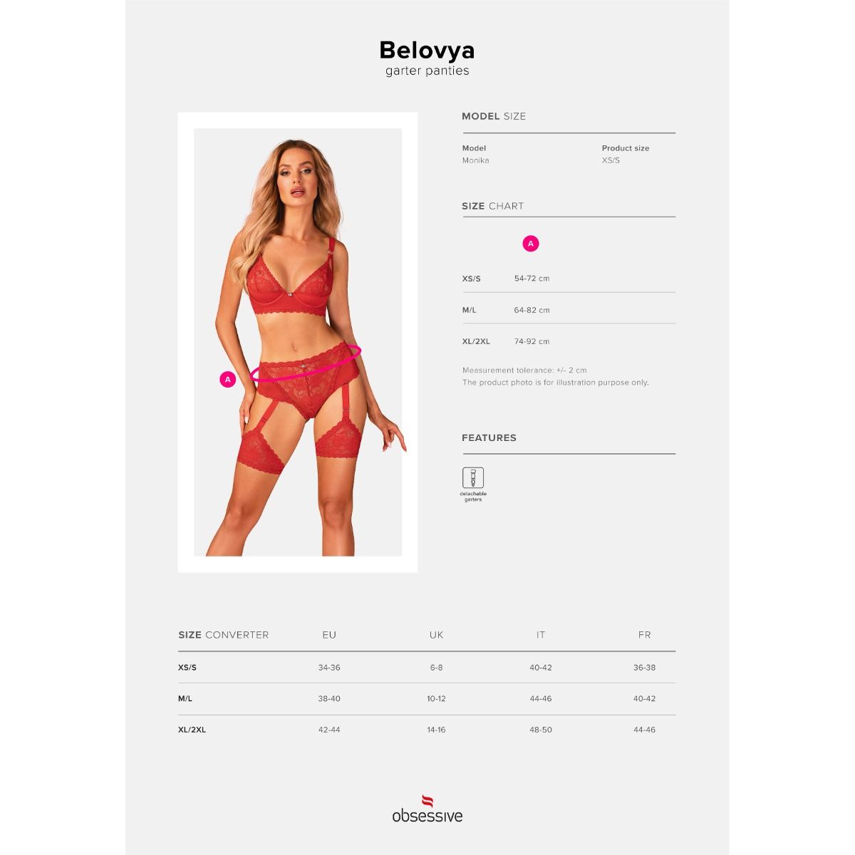 Трусики Obsessive Belovya, XS/S (красный)