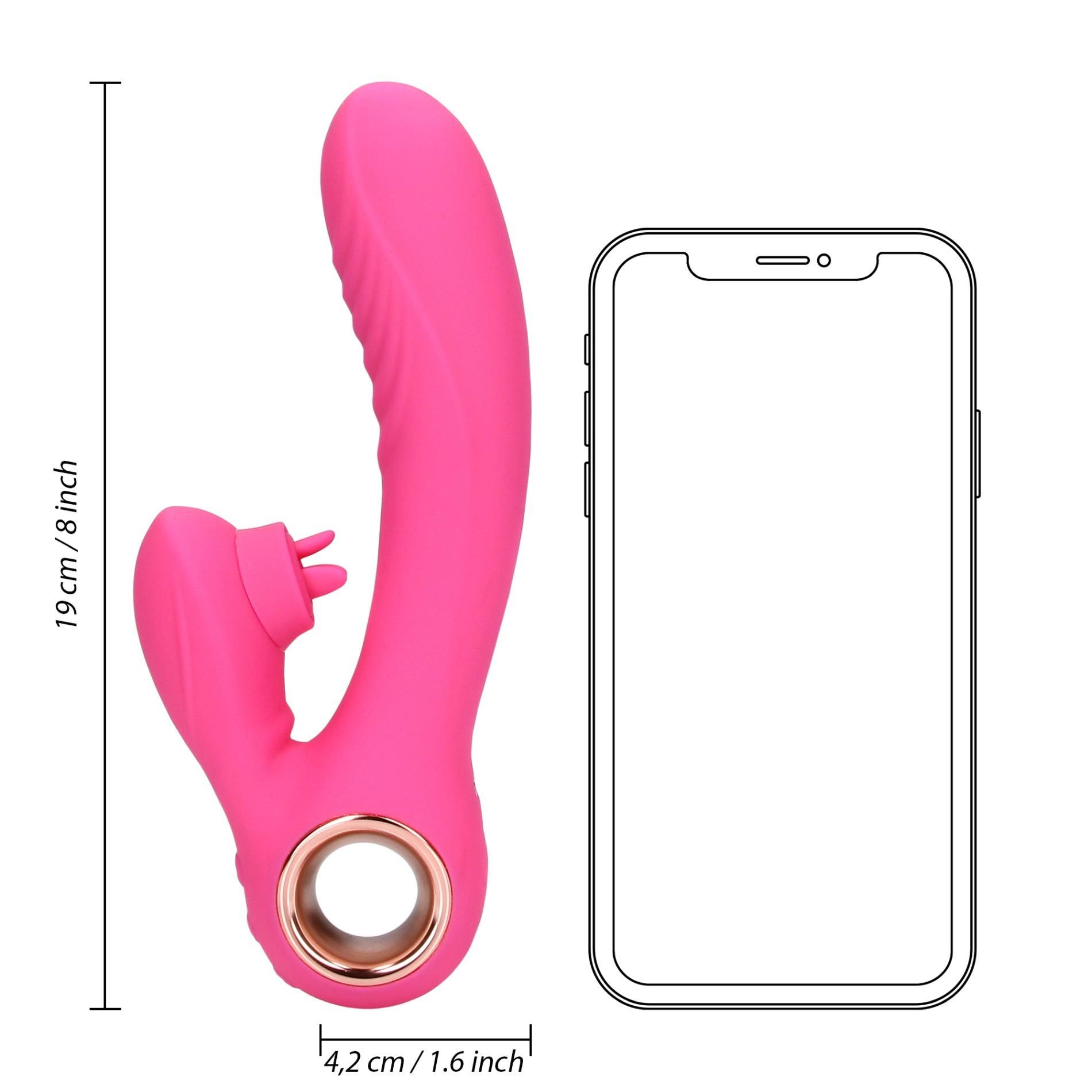 Вибратор-кролик Loveline Tongue Flickering and Heating, 21,5 см (розовый)
