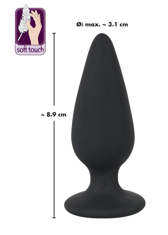 Анальна пробка Orion Black Velvets Heavy Plug Medium, 8,9 см (чорний)