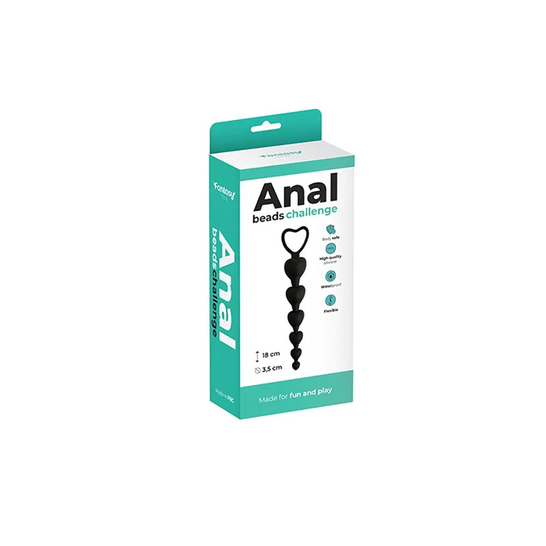 Анальная цепочка Fantasy Anal Beads Heart, 18 см (черный)