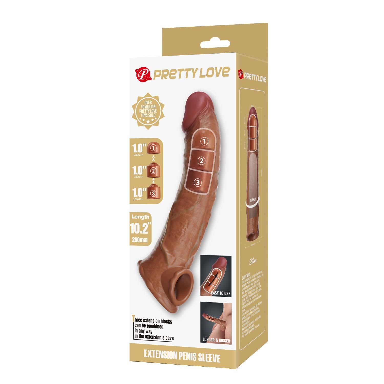 Насадка на пенис Pretty Love Extension Penis Sleeve, 26 см (коричневый)