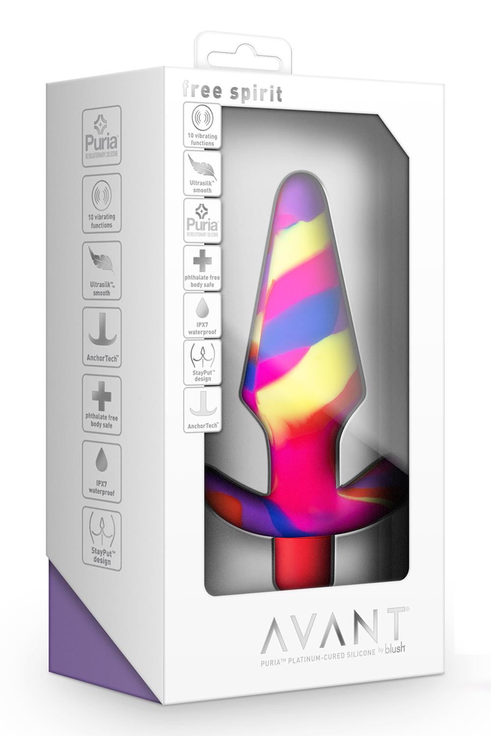 Korek analny Avant Free Spirit, 12,5 cm (tęczowy)