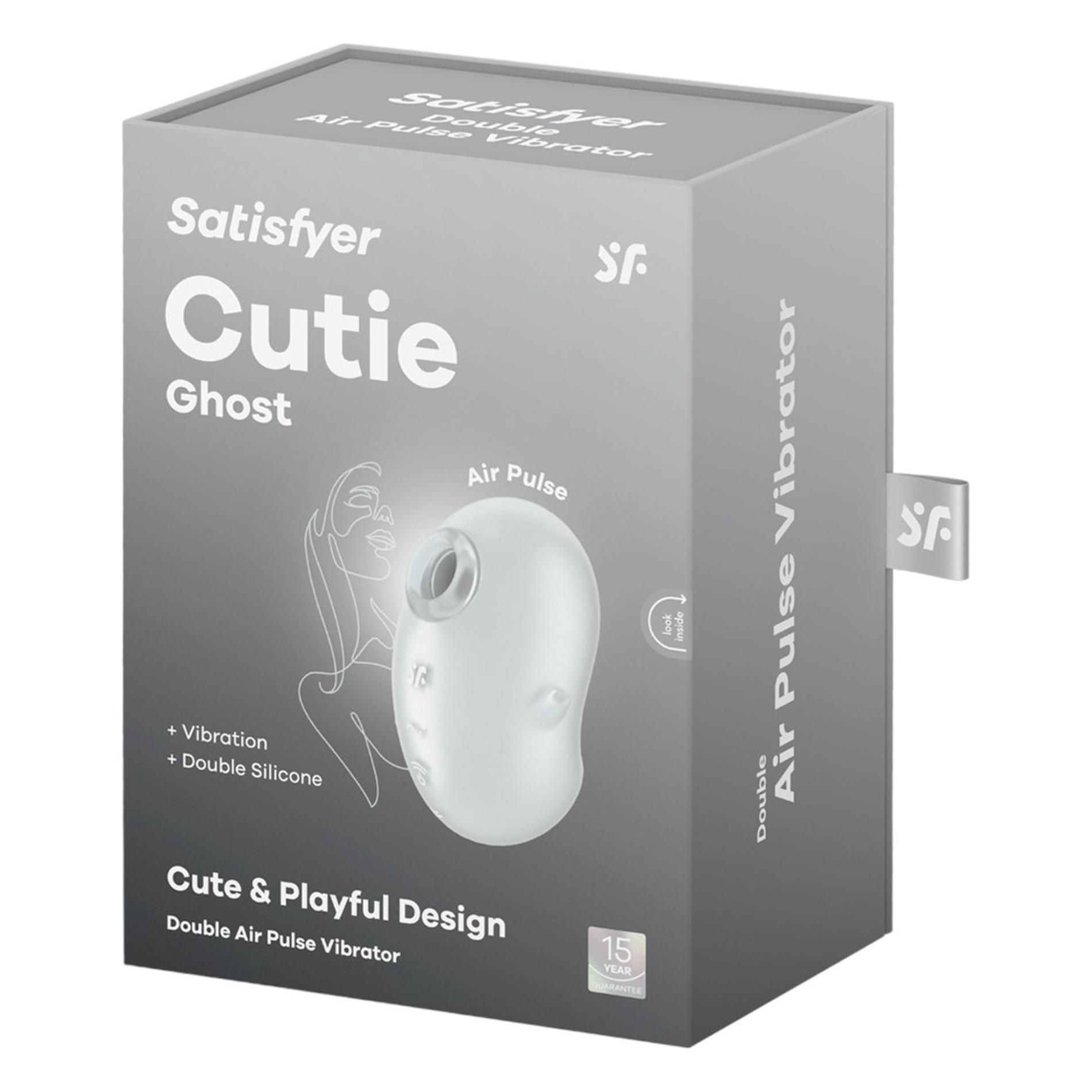 Вакуумный стимулятор клитора с вибрацией Satisfyer Cutie Ghost (белый)