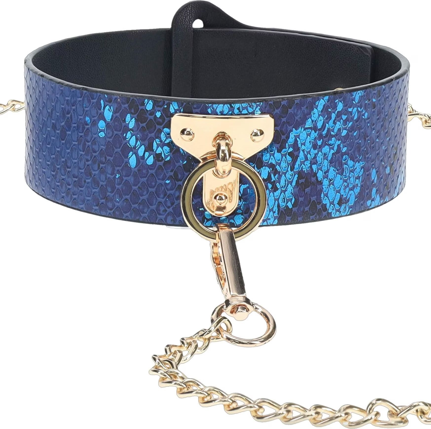 Obroża ze smyczą Ouch! Florence Collection Collar With Leash (niebieska)