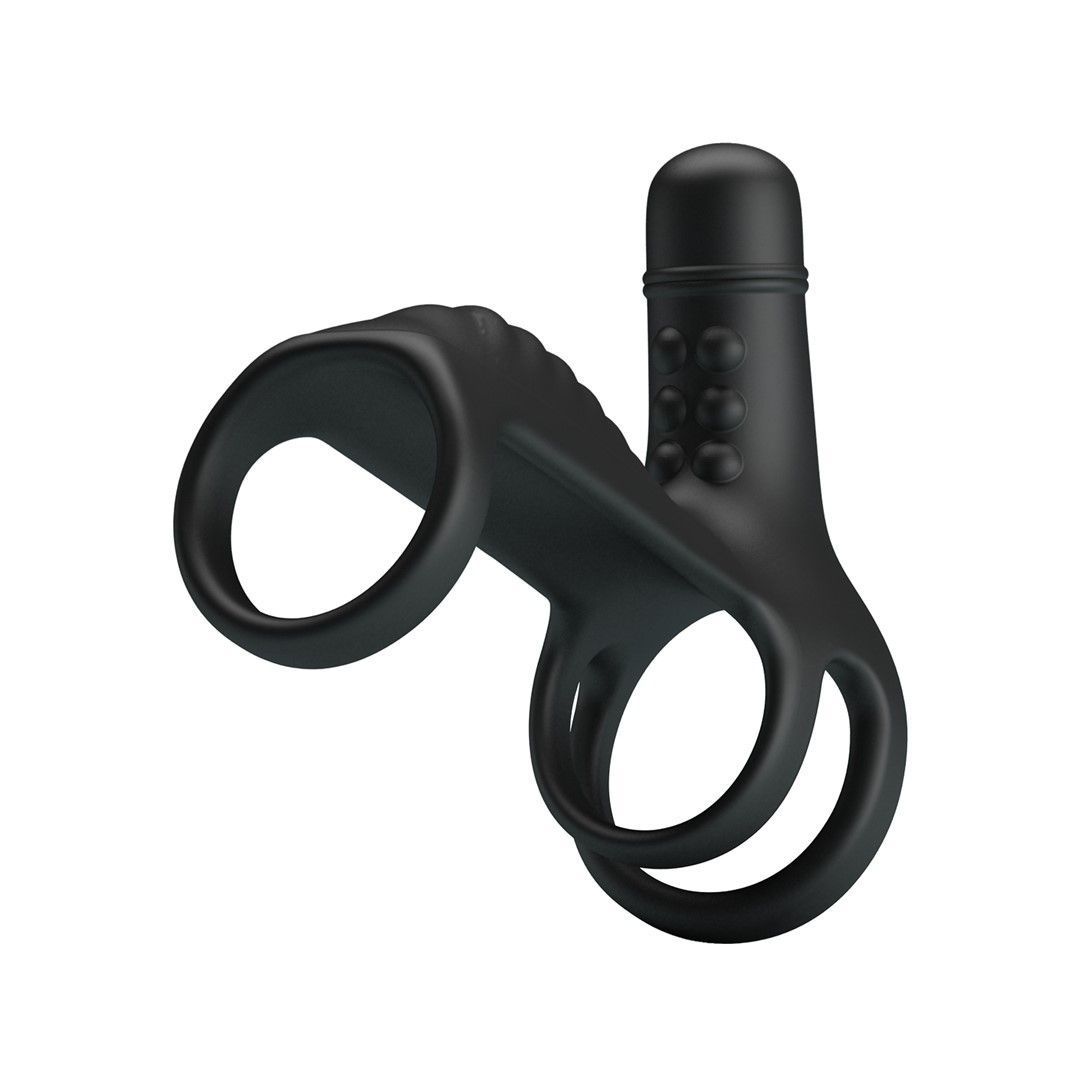 Насадка на пенис с вибрацией Pretty Love Vibrating Penis Sling, 11,5 см (черный)
