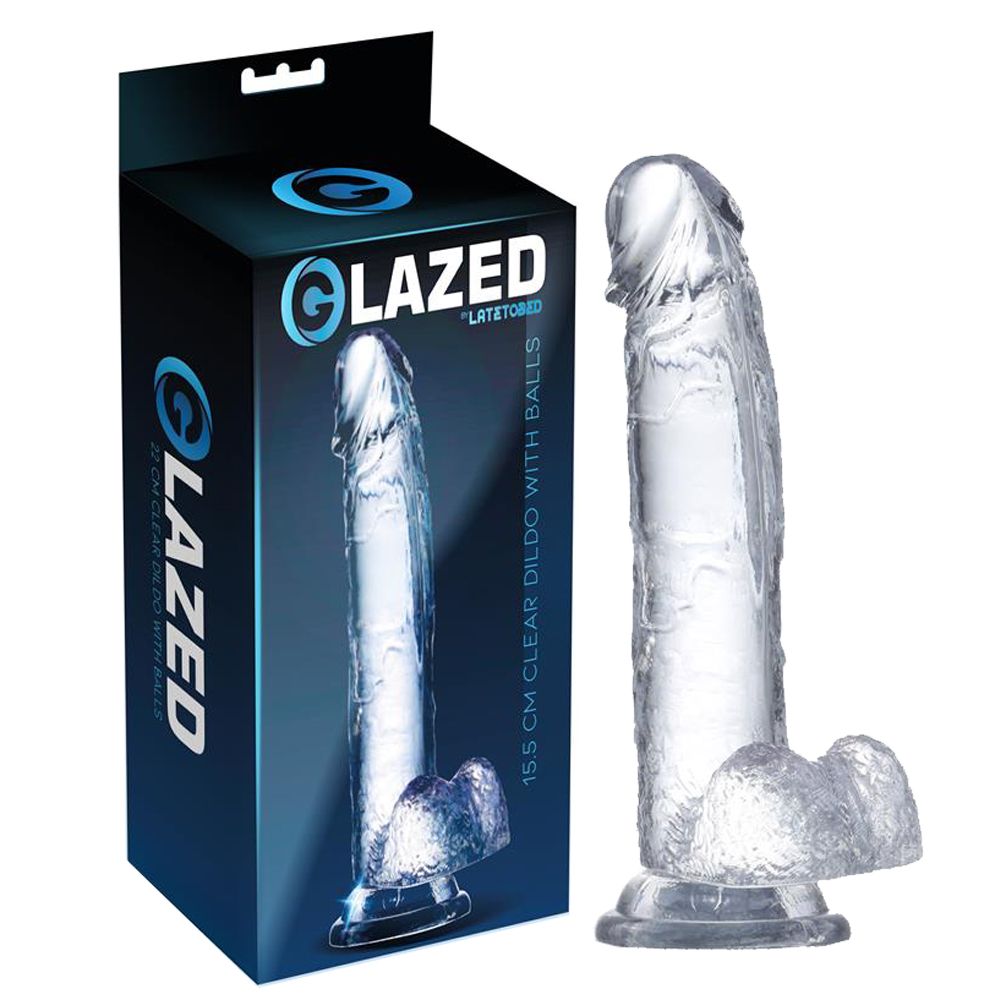 Фаллоимитатор Glazed With Balls на присоске, 15,5 см (прозрачный)