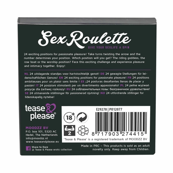 Gra erotyczna Tease & Please Sex Roulette Kamasutra (fioletowy)
