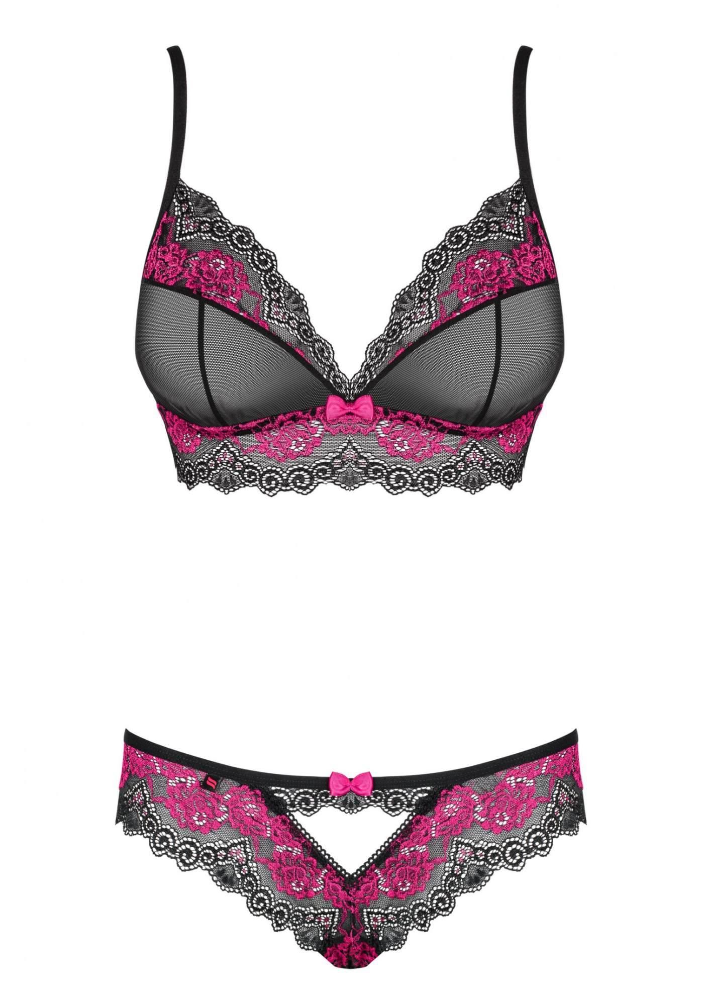 Комплект белья Obsessive Tulia, M/L (черный)