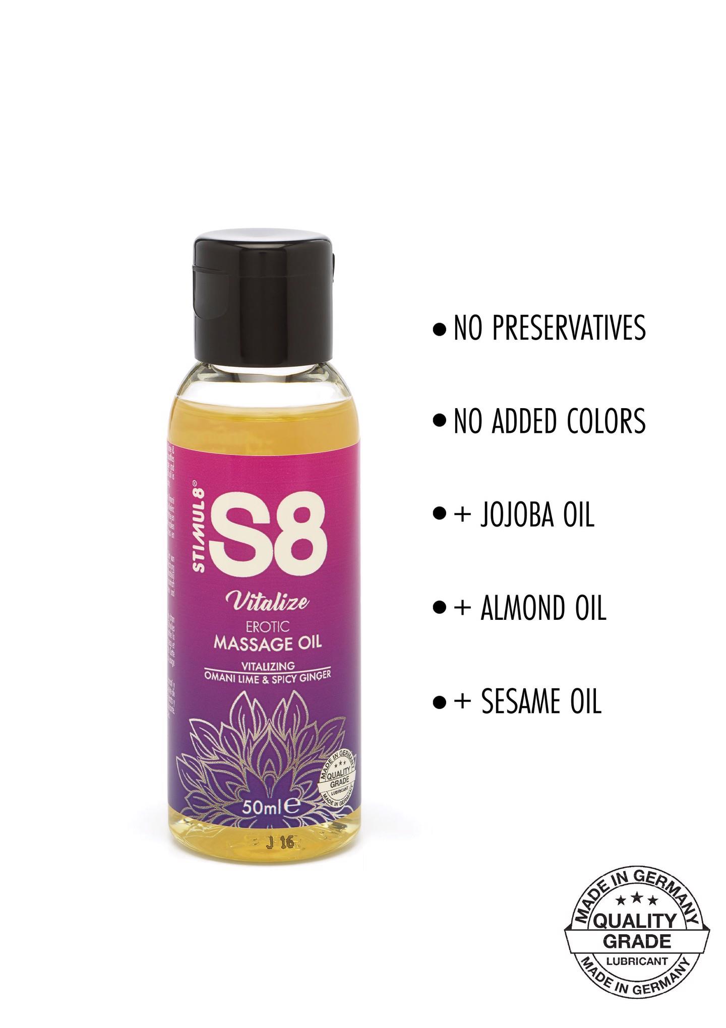 Массажное масло S8 Massage Oil Omani Lime & Spicy Ginger, 50 мл