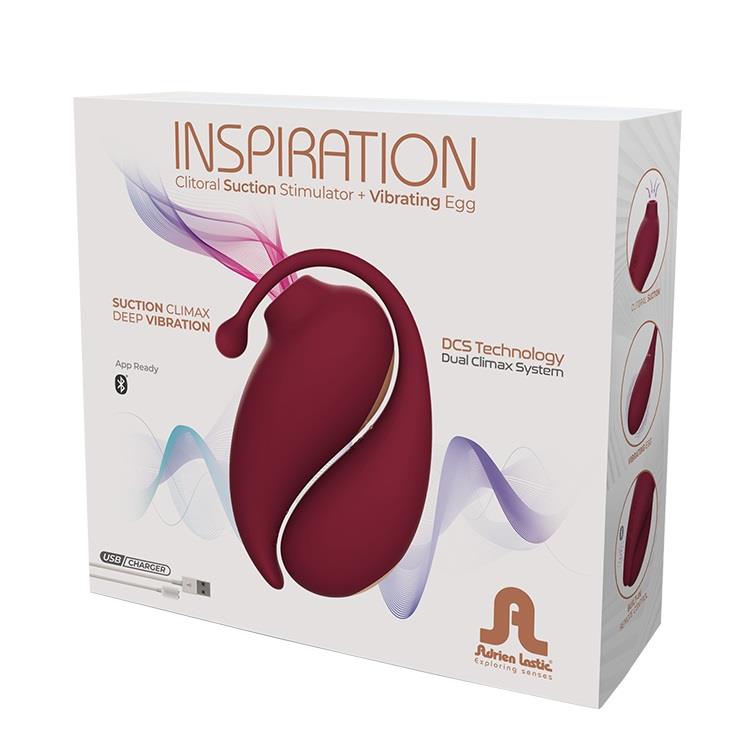 Adrien Lastic Inspiration Stimulator + Vibrating Egg - Wibrujące jajko, Bordоwy, 18 cm