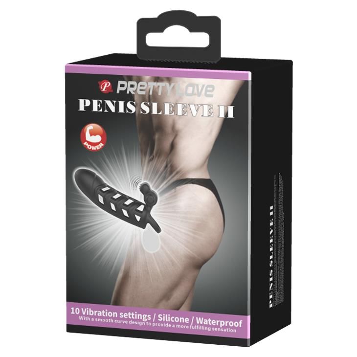 Насадка на пенис с вибрацией Pretty Love Penis Sleeve II, 15,8 см (черный)