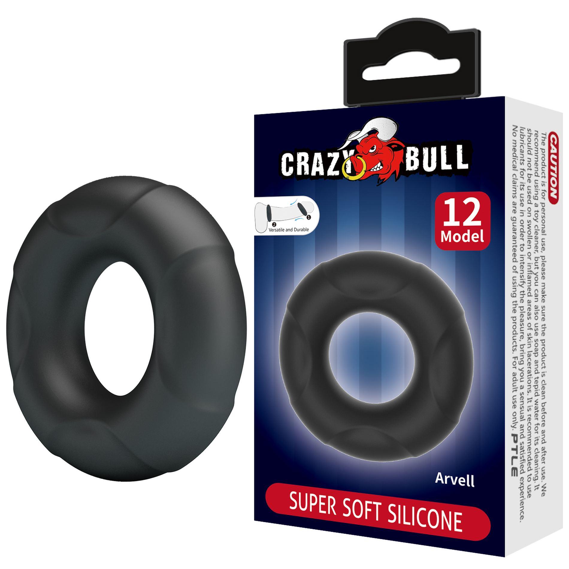 Эрекционное кольцо Crazy Bull Super Soft Silicone Arvell, 6 см (черный)