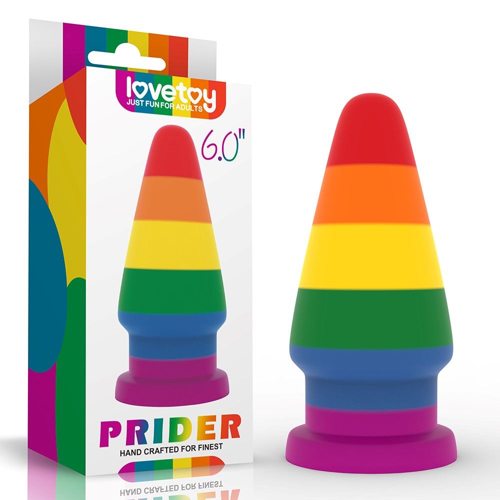 Анальна пробка LoveToy Prider 6, 16 см (райдужний)