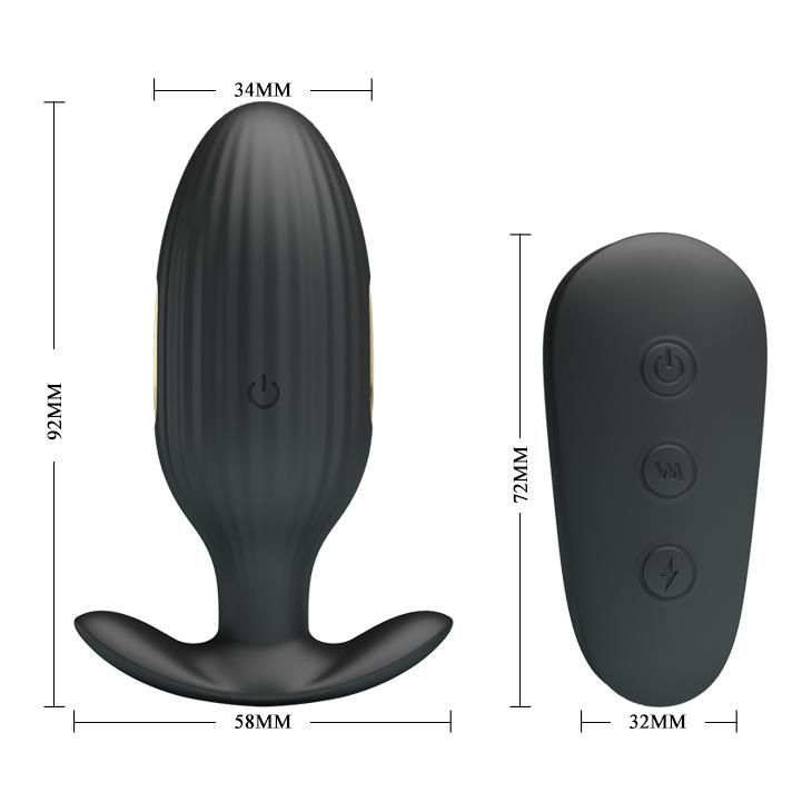 Анальна пробка Pretty Love Electric Shock Massager, 9,2 см (чорний)