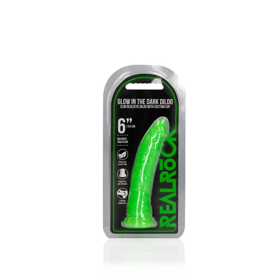Фаллоимитатор RealRock Slim Realistic, 15.5 см (зеленый)